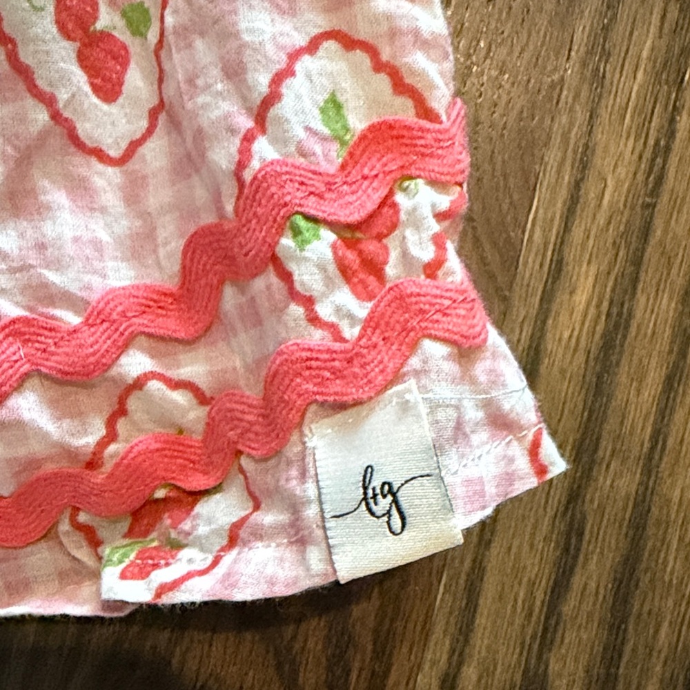 Love & Grow Strawberries Pink, White Sleeveless Dress with Shorts - Picture 3 of 5